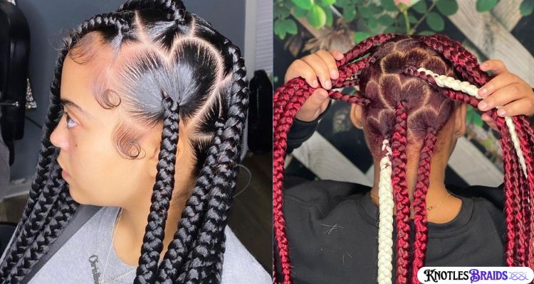 Heart-Shaped Knotless Braids