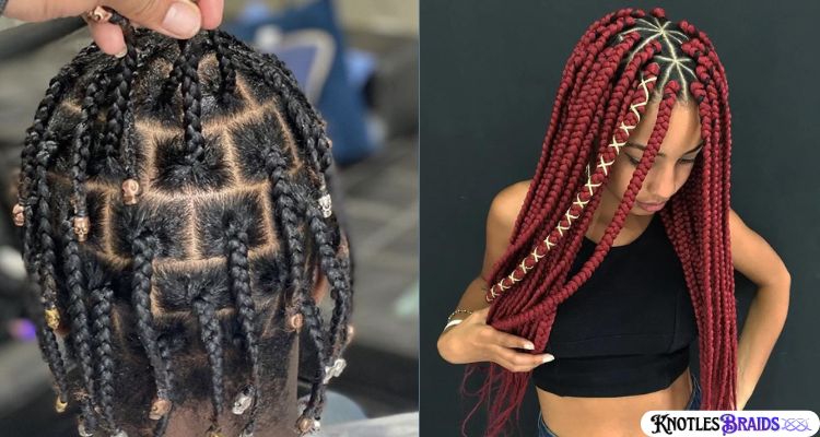 Knotless Braids with Colored Cuffs