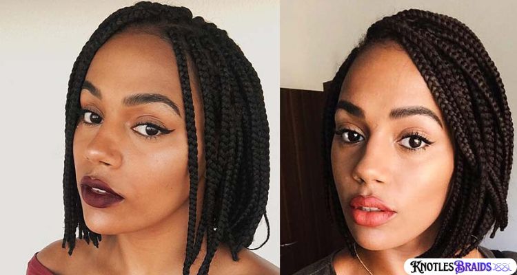 Knotless Braids with Feathered Ends