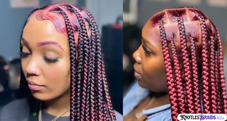 Knotless Braids with Pink Tips