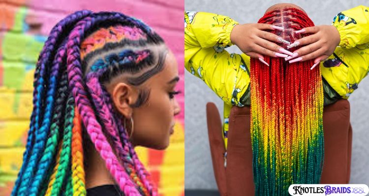  Knotless Braids with Rainbow Colors