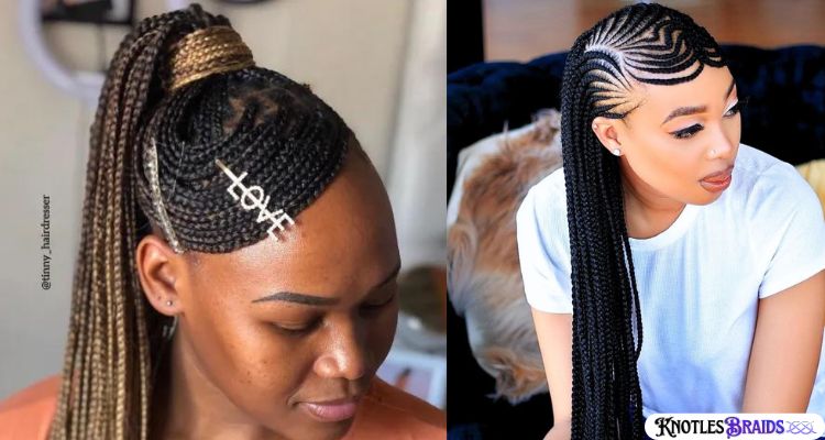 Knotless Braids with Side Swept Bangs