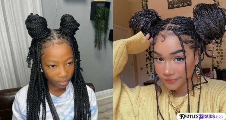 Knotless Braids with Space Buns