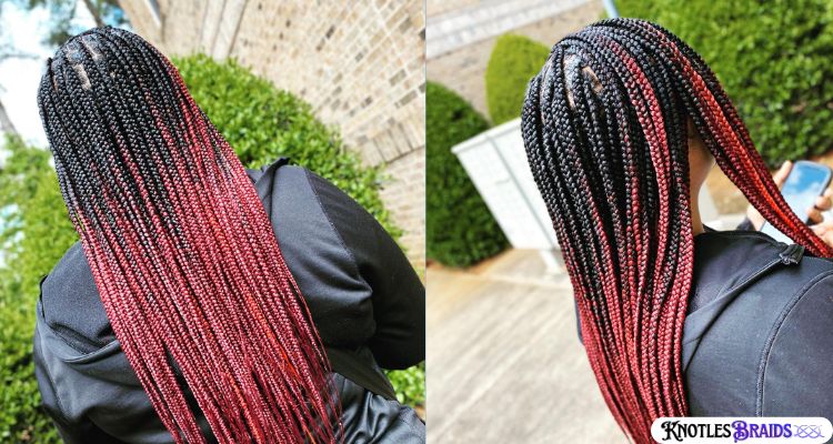 Red Ombre Knotless Braids