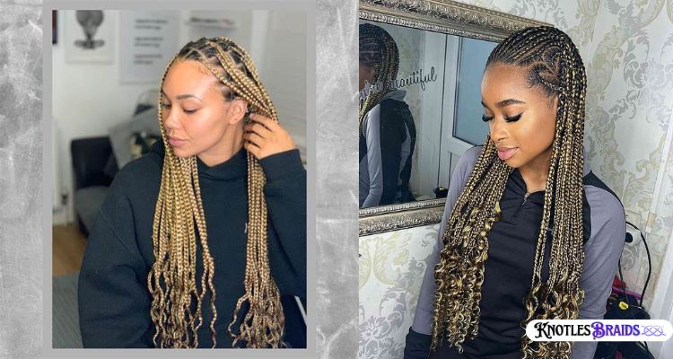 Knotless Braids with Highlighted Curly Ends