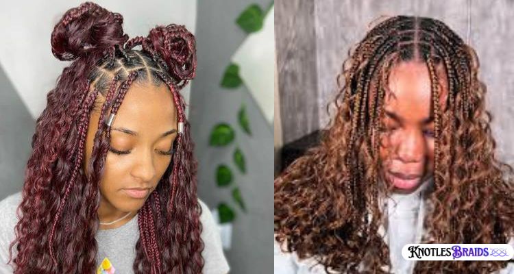 Medium Bohemian Knotless Braids with Color