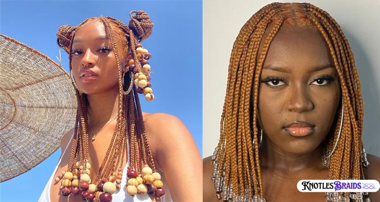 Brown Knotless Braids on Dark Skin