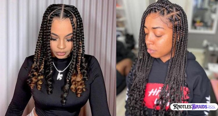 Triangle Knotless Braids with Curly Ends